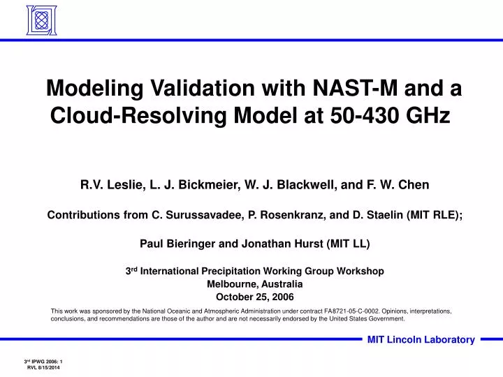 modeling validation with nast m and a cloud resolving model at 50 430 ghz