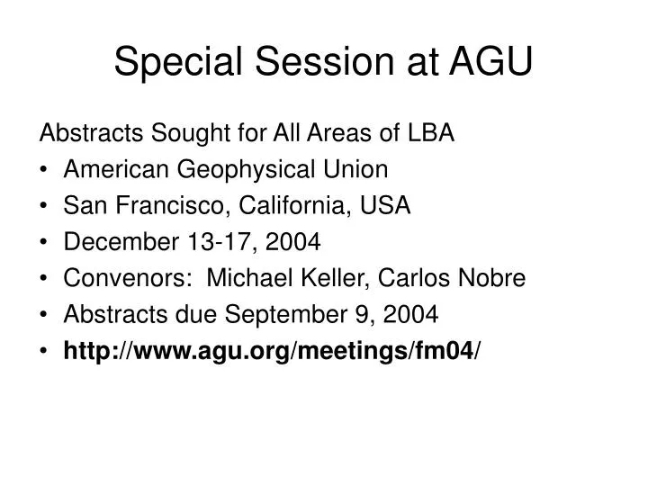 special session at agu