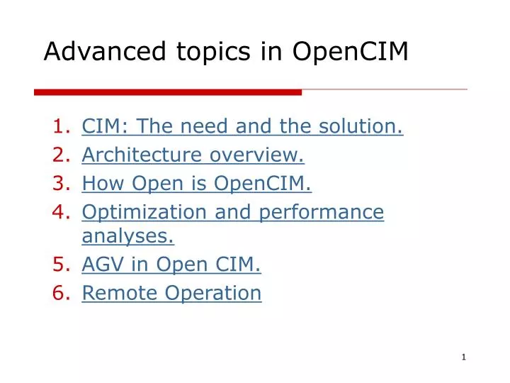 advanced topics in opencim