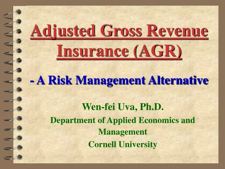 adjusted gross revenue insurance agr a risk management alternative
