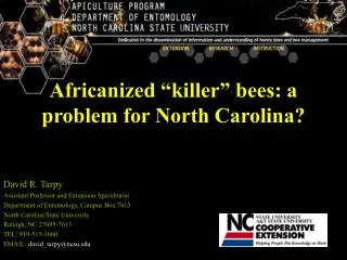 Africanized “killer” bees: a problem for North Carolina?
