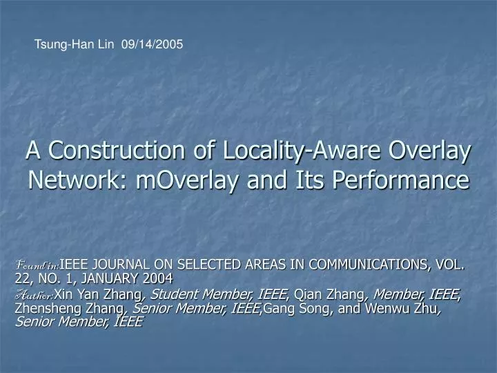 a construction of locality aware overlay network moverlay and its performance