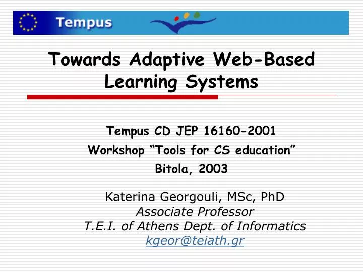 towards adaptive web based learning systems