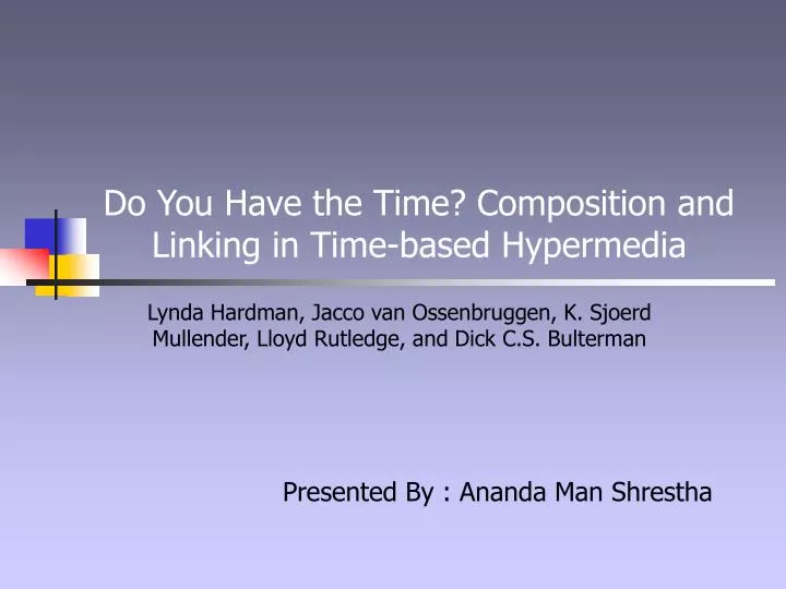 do you have the time composition and linking in time based hypermedia