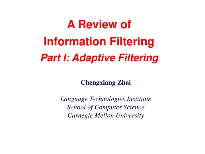 a review of information filtering part i adaptive filtering