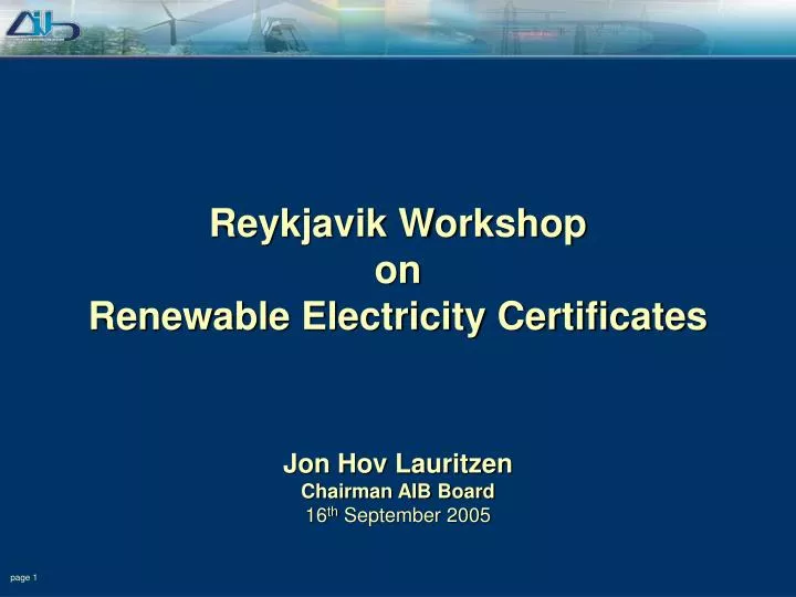 reykjavik workshop on renewable electricity certificates