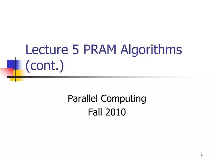 lecture 5 pram algorithms cont