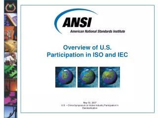 Overview of U.S. Participation in ISO and IEC
