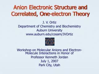 Anion Electronic Structure and Correlated, One-electron Theory