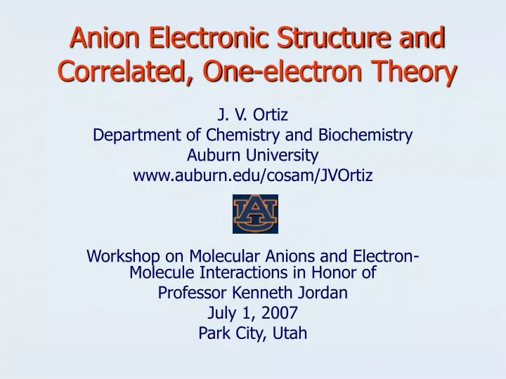 anion electronic structure and correlated one electron theory