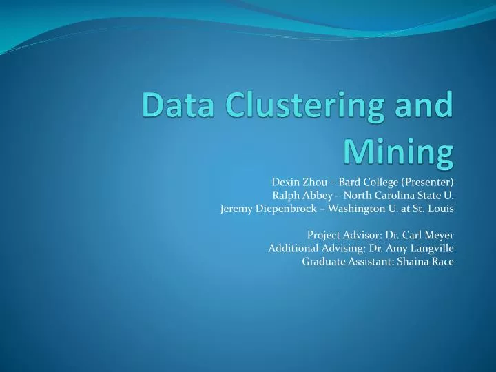 data clustering and mining