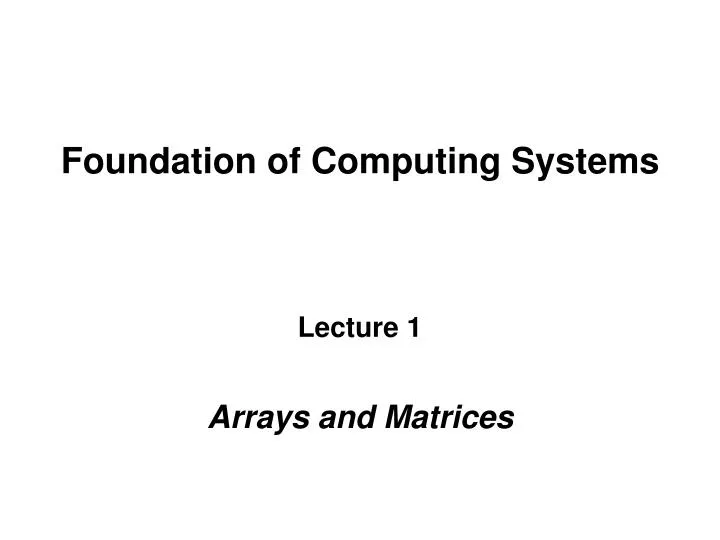 foundation of computing systems