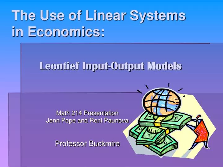 the use of linear systems in economics