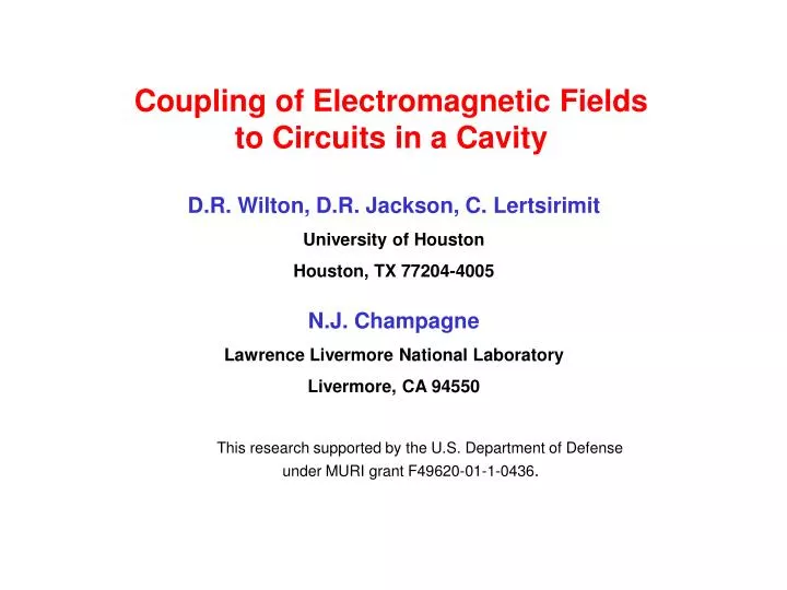 coupling of electromagnetic fields to circuits in a cavity