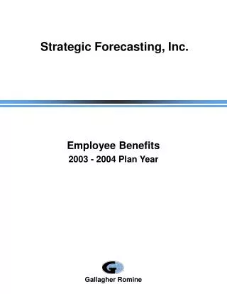 Employee Benefits 2003 - 2004 Plan Year