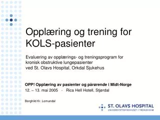 OPP! Opplæring av pasienter og pårørende i Midt-Norge