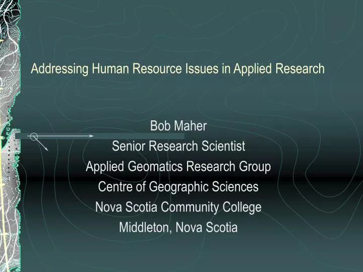 addressing human resource issues in applied research