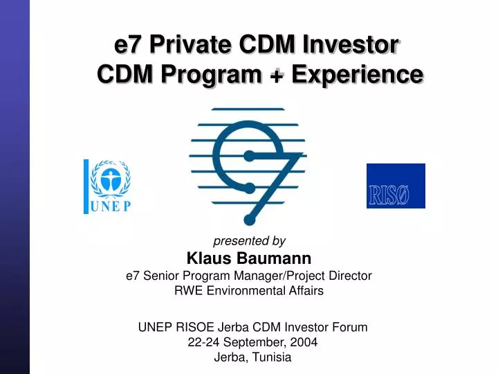 e7 private cdm investor cdm program experience