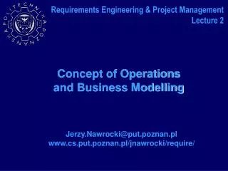 Concept of Operations and Business Modelling