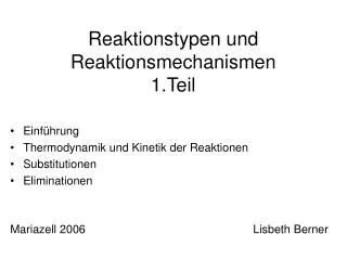 reaktionstypen und reaktionsmechanismen 1 teil