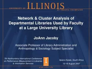 Network &amp; Cluster Analysis of Departmental Libraries Used by Faculty
