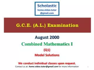 G.C.E. (A.L.) Examination