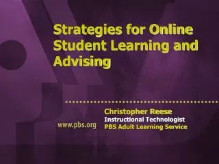 Strategies for Online Student Learning and Advising