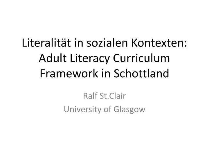 literalit t in sozialen kontexten adult literacy curriculum framework in schottland