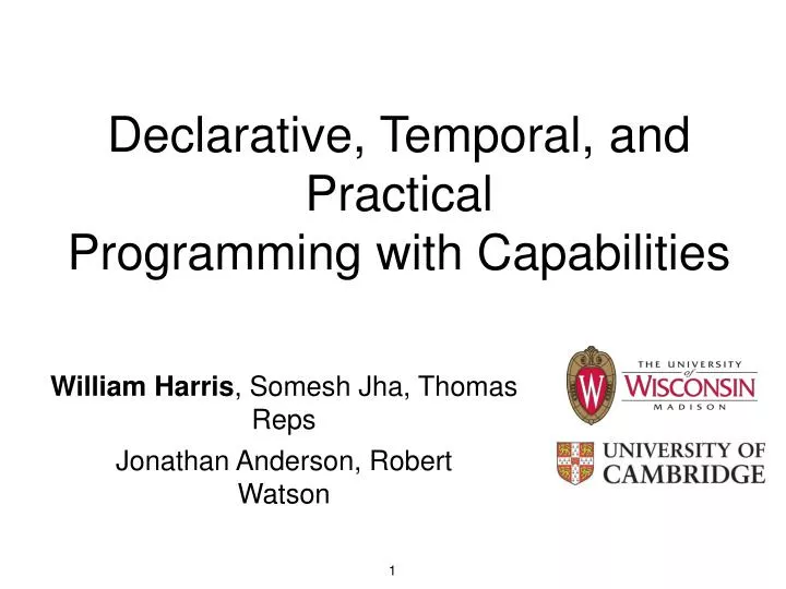 declarative temporal and practical programming with capabilities
