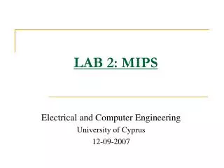 LAB 2: MIPS