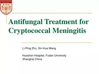 Antifungal Treatment for Cryptococcal Meningitis