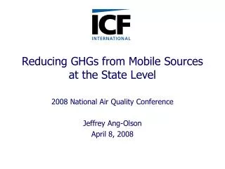 Reducing GHGs from Mobile Sources at the State Level