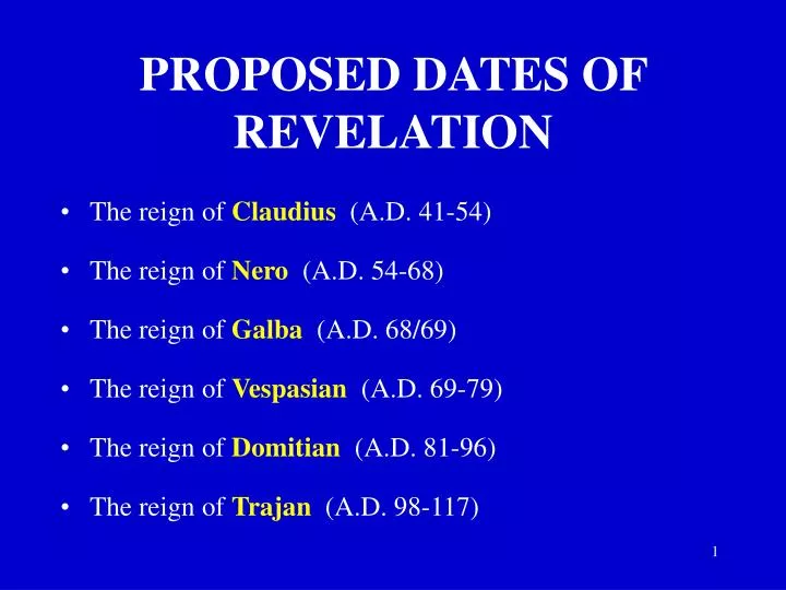 proposed dates of revelation