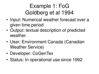 Example 1: FoG Goldberg et al 1994
