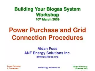 Power Purchase and Grid Connection Procedures