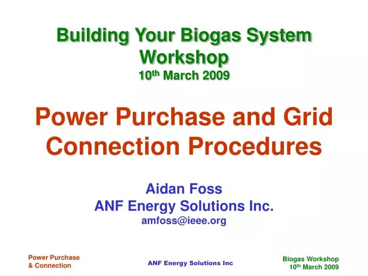 power purchase and grid connection procedures