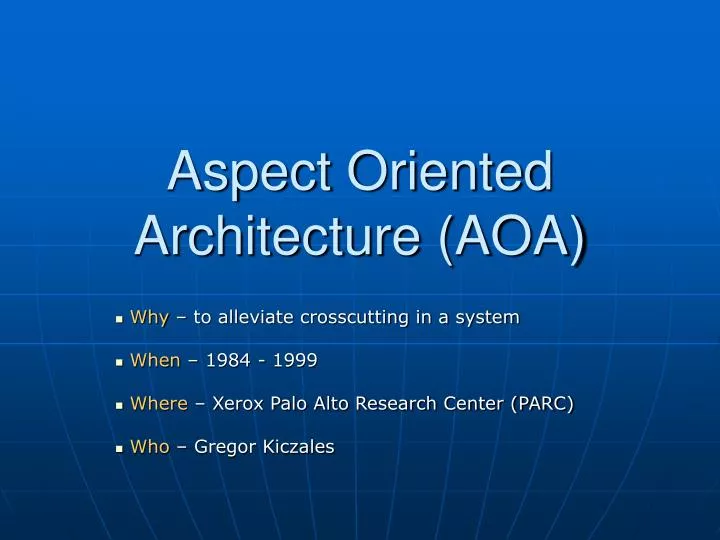 aspect oriented architecture aoa