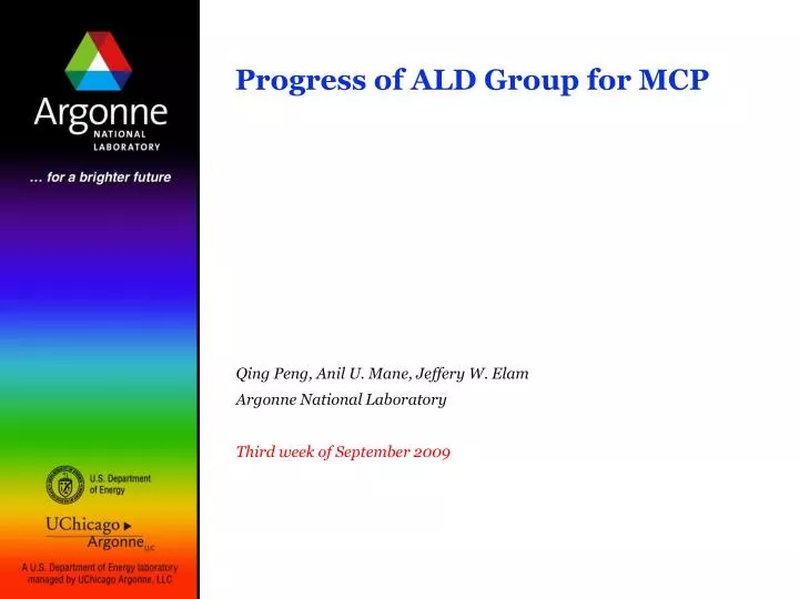 progress of ald group for mcp