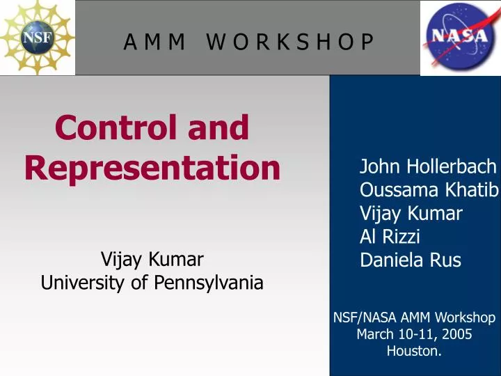 control and representation vijay kumar university of pennsylvania