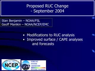 Proposed RUC Change - September 2004