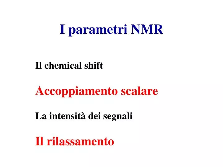 i parametri nmr