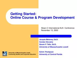 Getting Started: Online Course &amp; Program Development