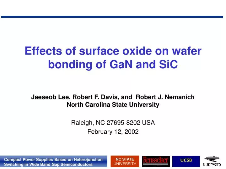 effects of surface oxide on wafer bonding of gan and sic