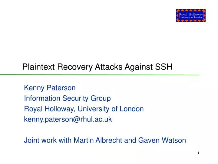 plaintext recovery attacks against ssh