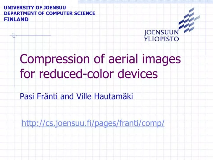 compression of aerial images for reduced color devices