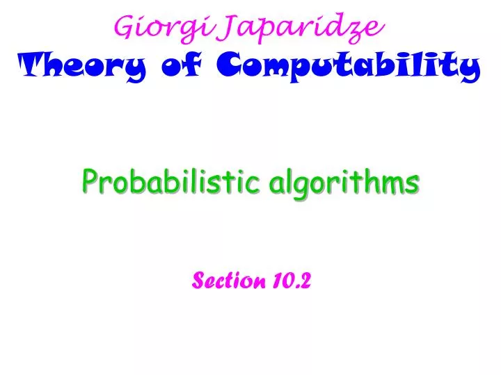 probabilistic algorithms