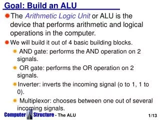 Goal: Build an ALU