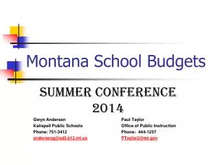 Montana School Budgets