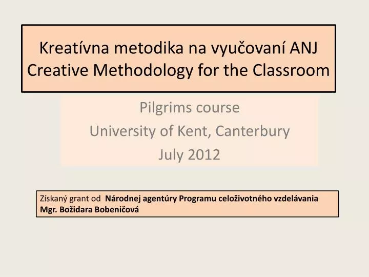 kreat vna metodika na vyu ovan anj creative methodology for the classroom