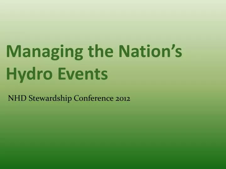 managing the nation s hydro events